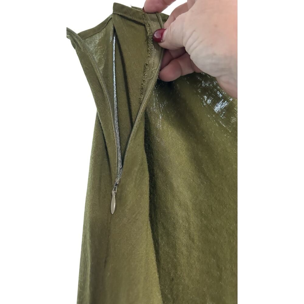 Ashley Stewart Boho Cottage Core Size 14 Lagenlook Layered Army Green Skirt - Picture 4 of 8